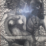 "Adam and Eve", charcoal on paper by Christopher Gonzalez. PATRICK JAMES PHOTO